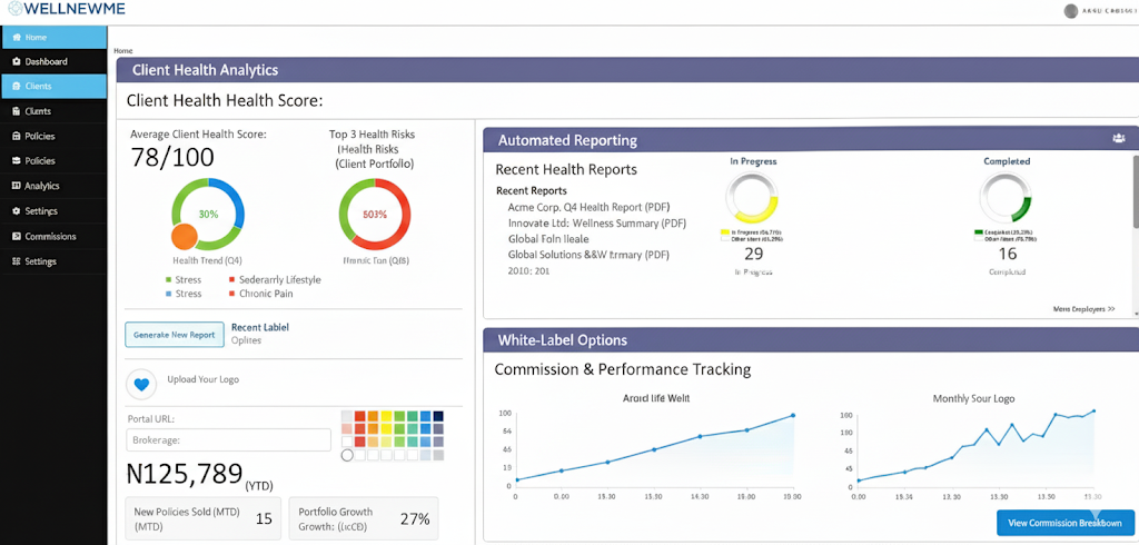 Screenshot of the WellNewMe Broker Dashboard